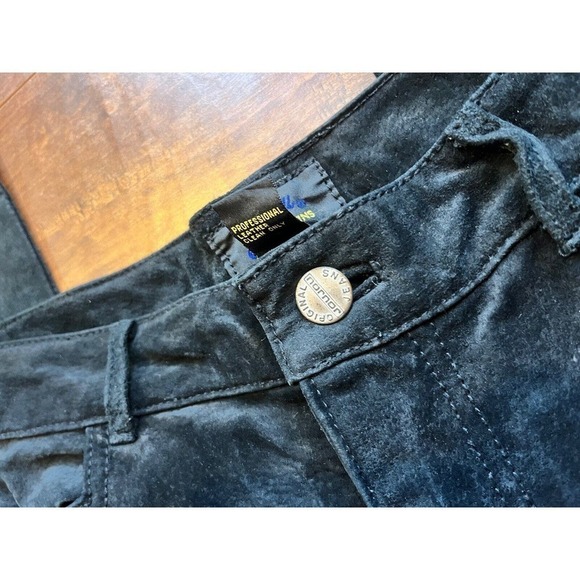 Vintage Jou Jou Skins Suede Leather Biker Y2K Slim Straight Pants Size 13/14 - Picture 4 of 13